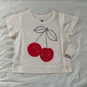 NWT Tea Collection Cherry Cheer Baby Graphic Tee Size 3-6 Months